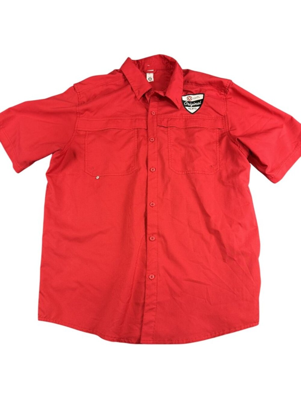 Red BAW Men XL Exmark Original Parts Short Sleeve Button-Up Work Shirt